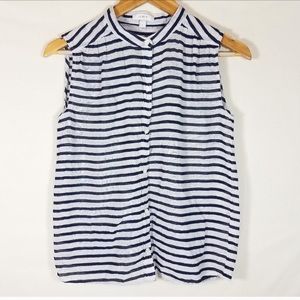 J Crew Striped Sleeveless Button Down